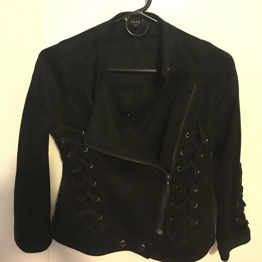 Black Faux Suede Cropped Moto Jacket