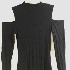 Black Midi Dress with cutout shoulders
