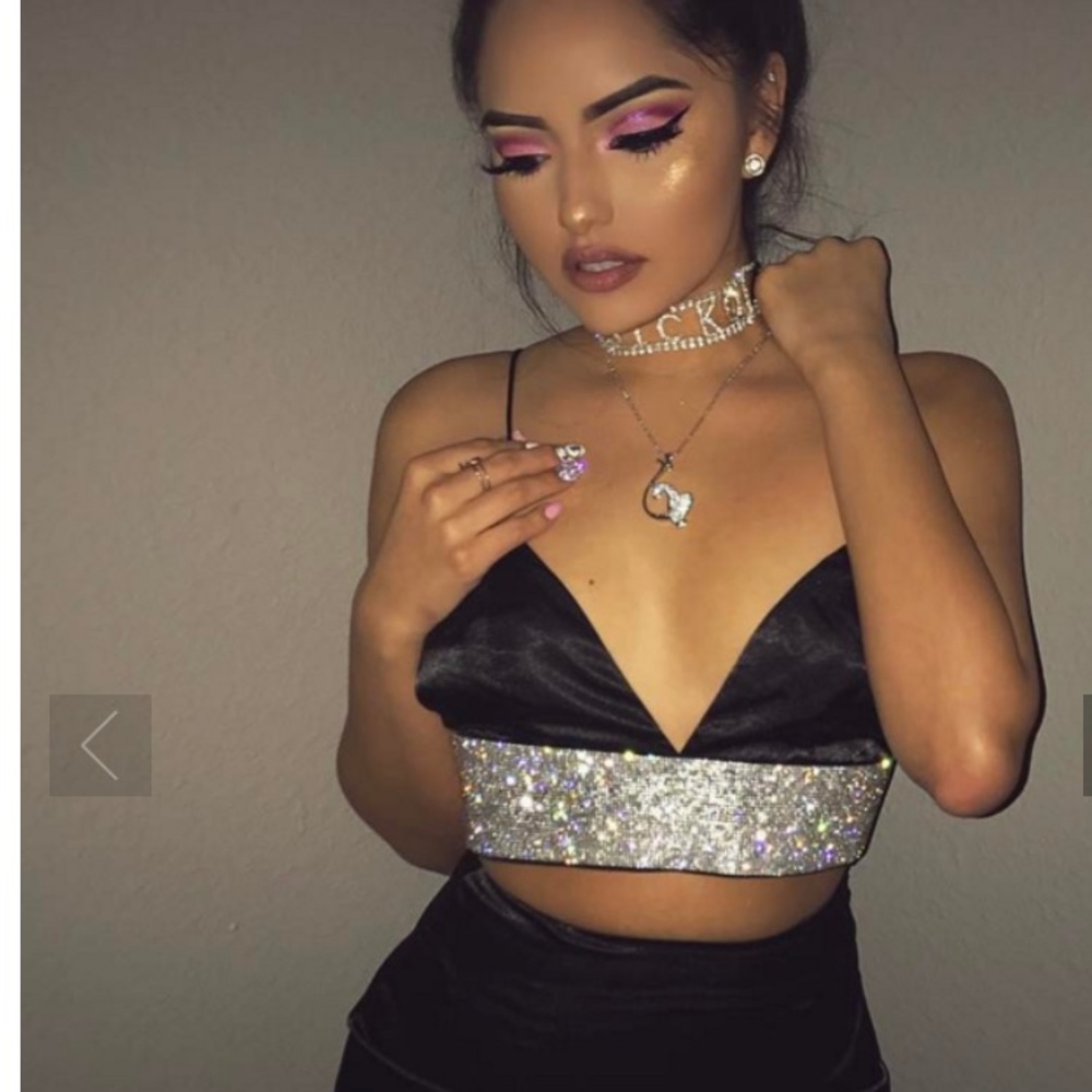 Meshki boutique diamonte triangle bralette