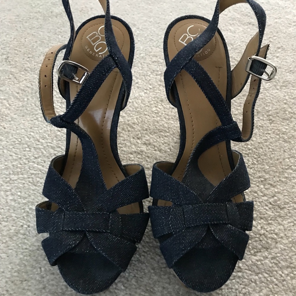 Denim high heel shoes size 7.5