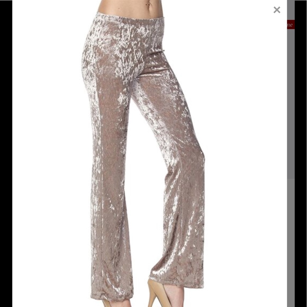 Last pair! Taupe crushed stretch velvet pants