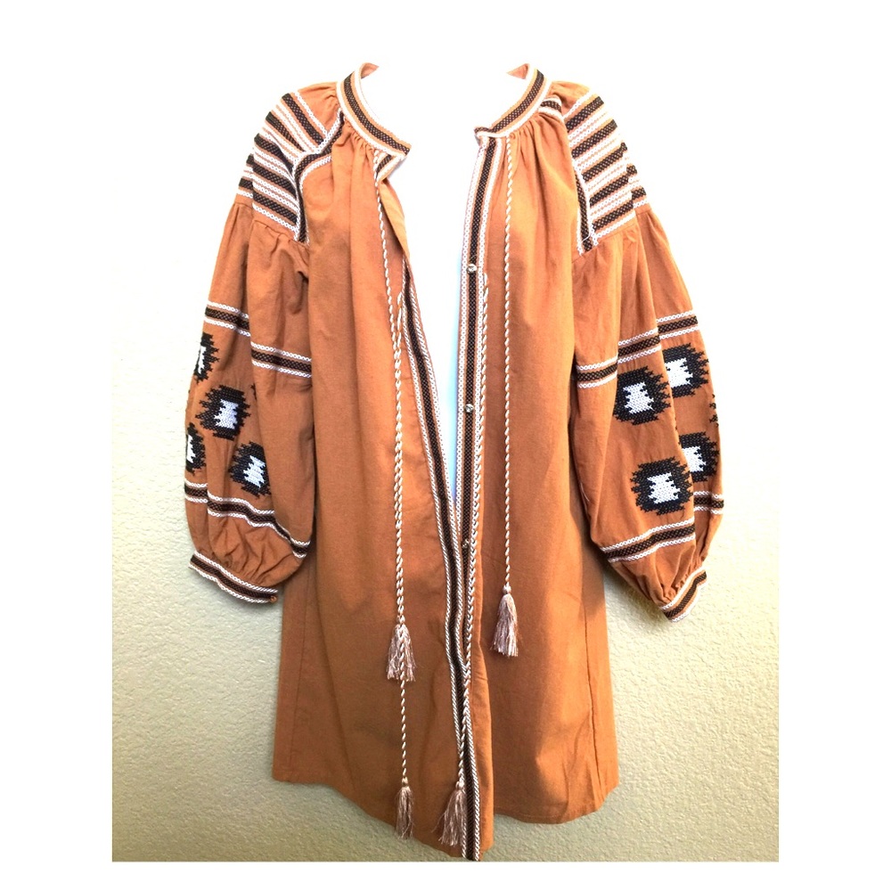 Velzera long dark camel color jacket/ dress