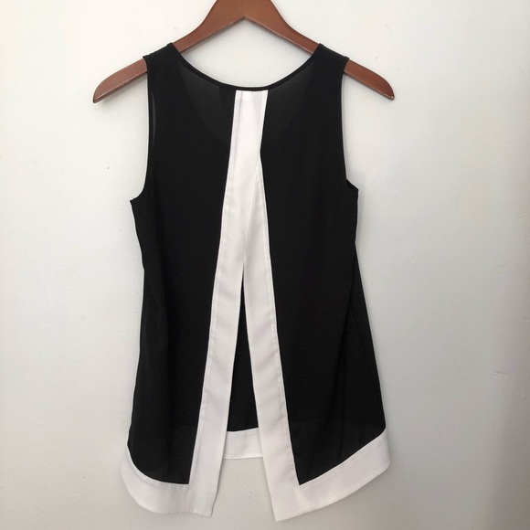 Express Tops - Express | Fly Away Top: Black W/ White Trim