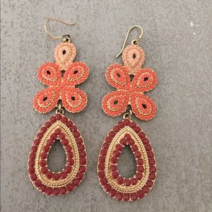 Stella & Dot Coral Chandelier Earrings