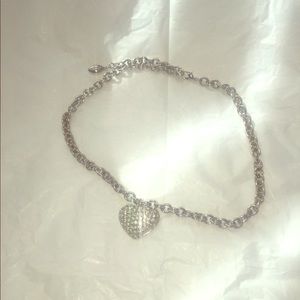 Silver Heart Guess Choker Necklace