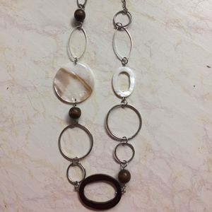 Silver and brown necklace
