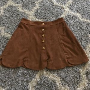 Suede scalloped trim skirt