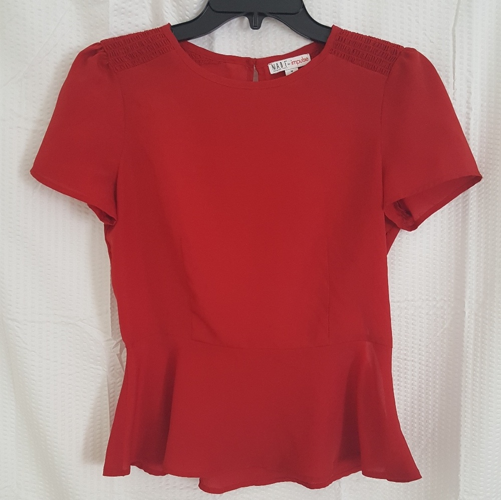 Red peplum top
