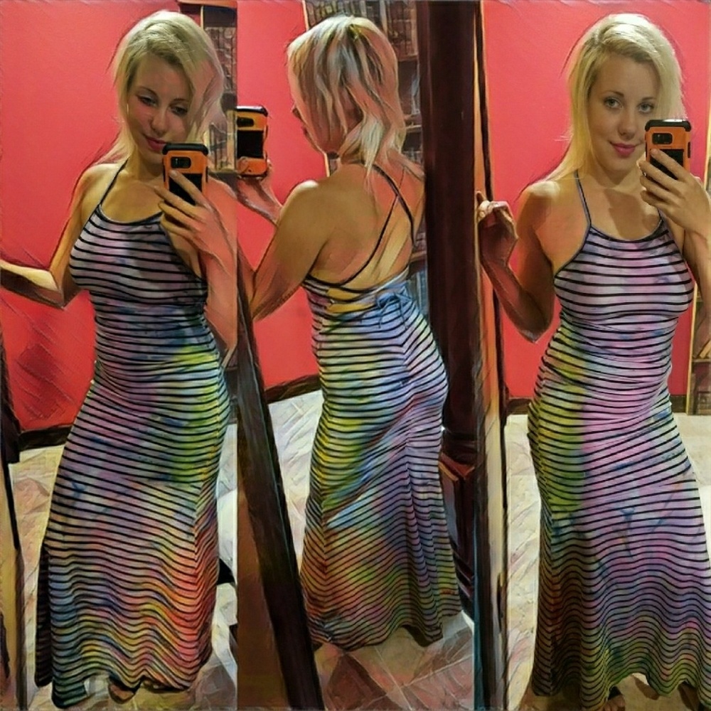 RAINBOW Backless Bodycon Mermaid Tail Dress Gown