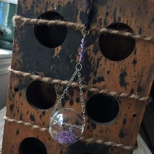Real Amethyst & Blown Glass Bubble Necklace