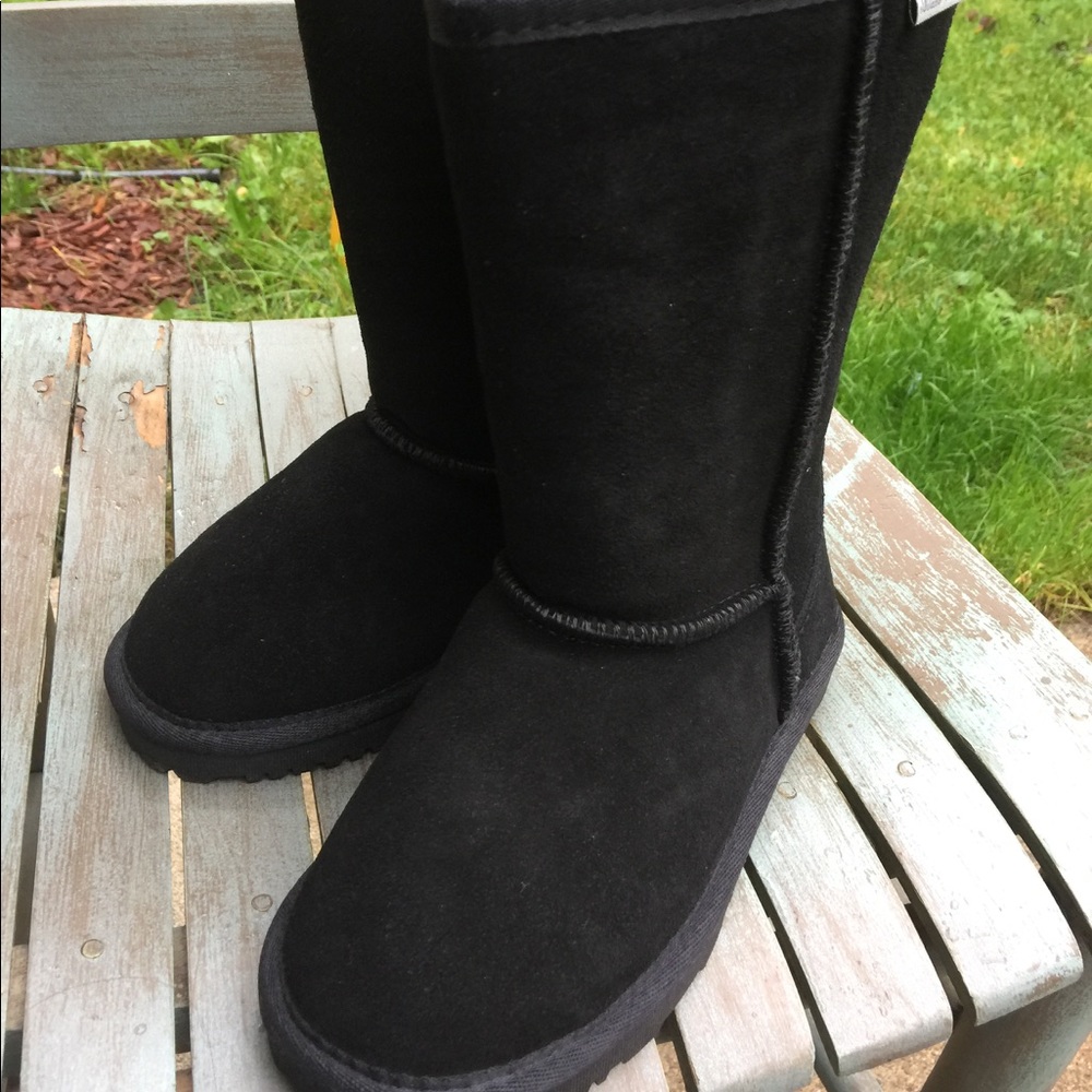 Youth Girls Aussie Merino Black Tall Fur Boots 1M