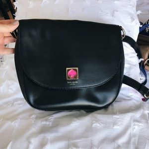 Black Kate Spade cross body saddlebag