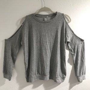 Grey Cut Out Shoulder Sweater