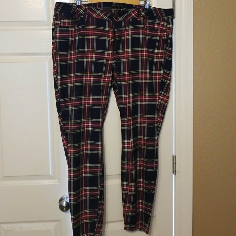 Forever 21 + plaid skinnies