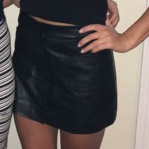 Black Leather High Waisted Skirt