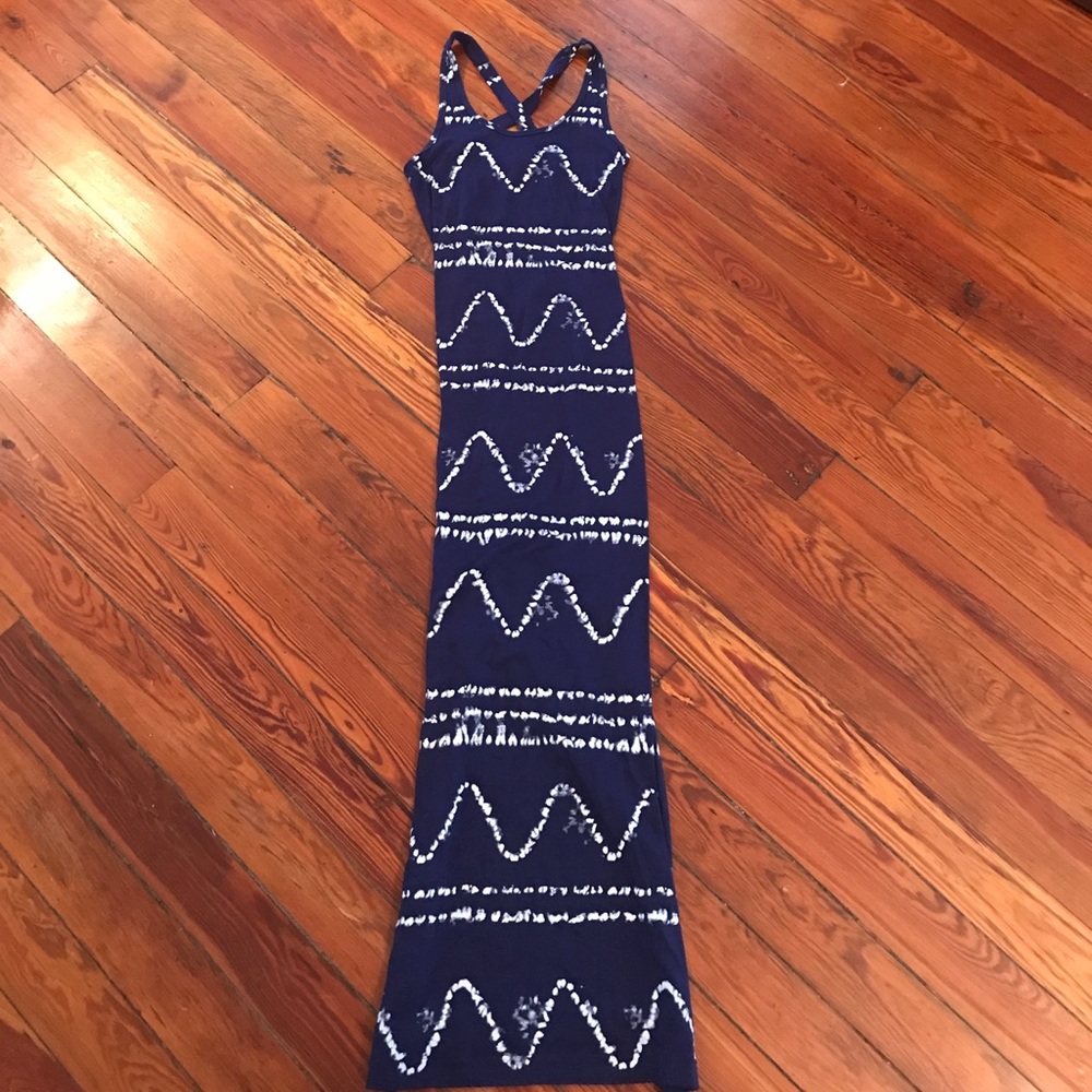Lucky Lotus Navy and White Print Maxi