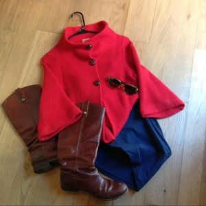 Anthro Piko red knit jacket - on trend! - S