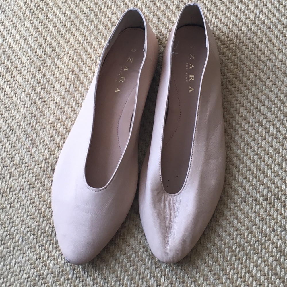 Zara light pink leather flats - new collection