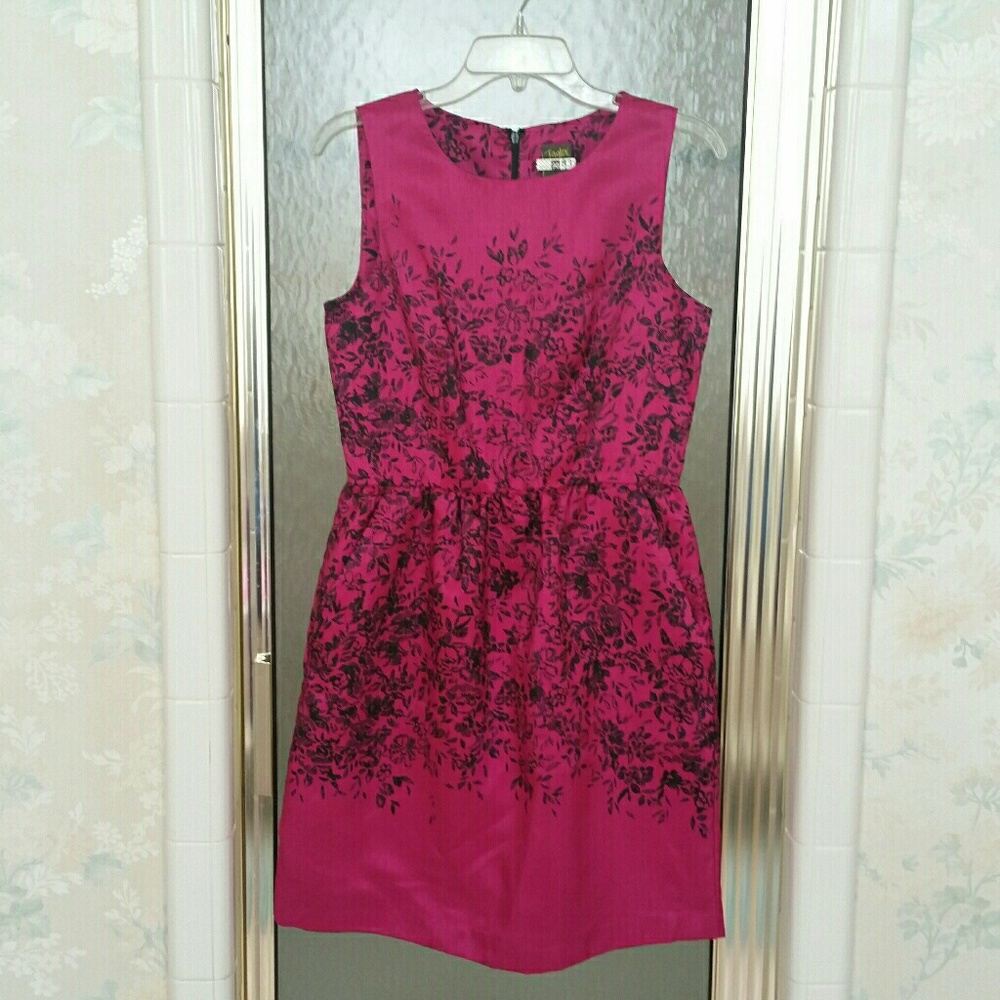 Magenta dress w/ black floral design