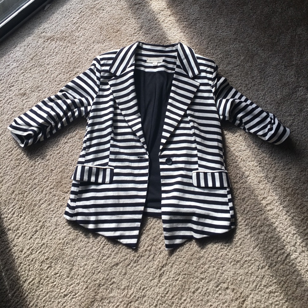 black and white stripe blazer