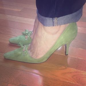 J.Crew Green Suede Italian Pumps