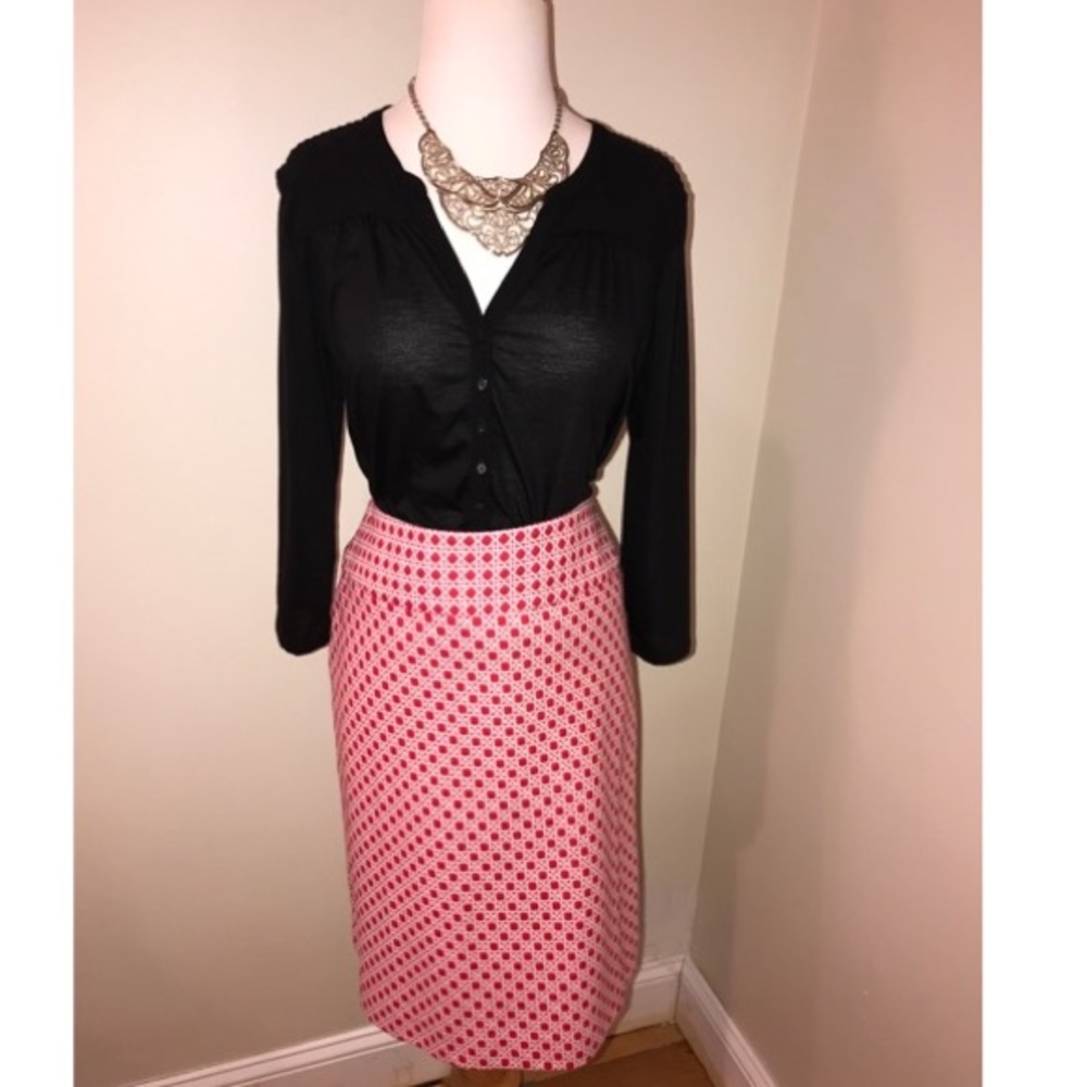 Talbots 🦄red and white petite midi skirt