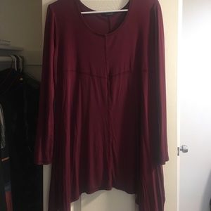 Maroon Tunic-Style Blouse