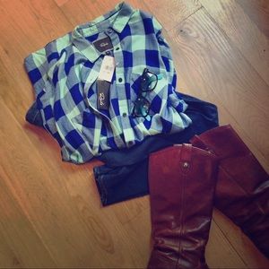 Rails butter-soft shirt - NWT! - mint/navy combo