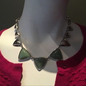 Green triangle statement necklace