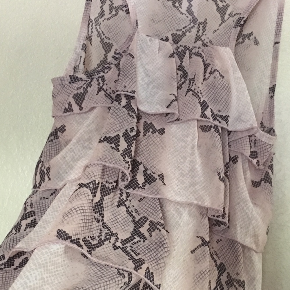 Sheer snakeskin pattern ruffled tank