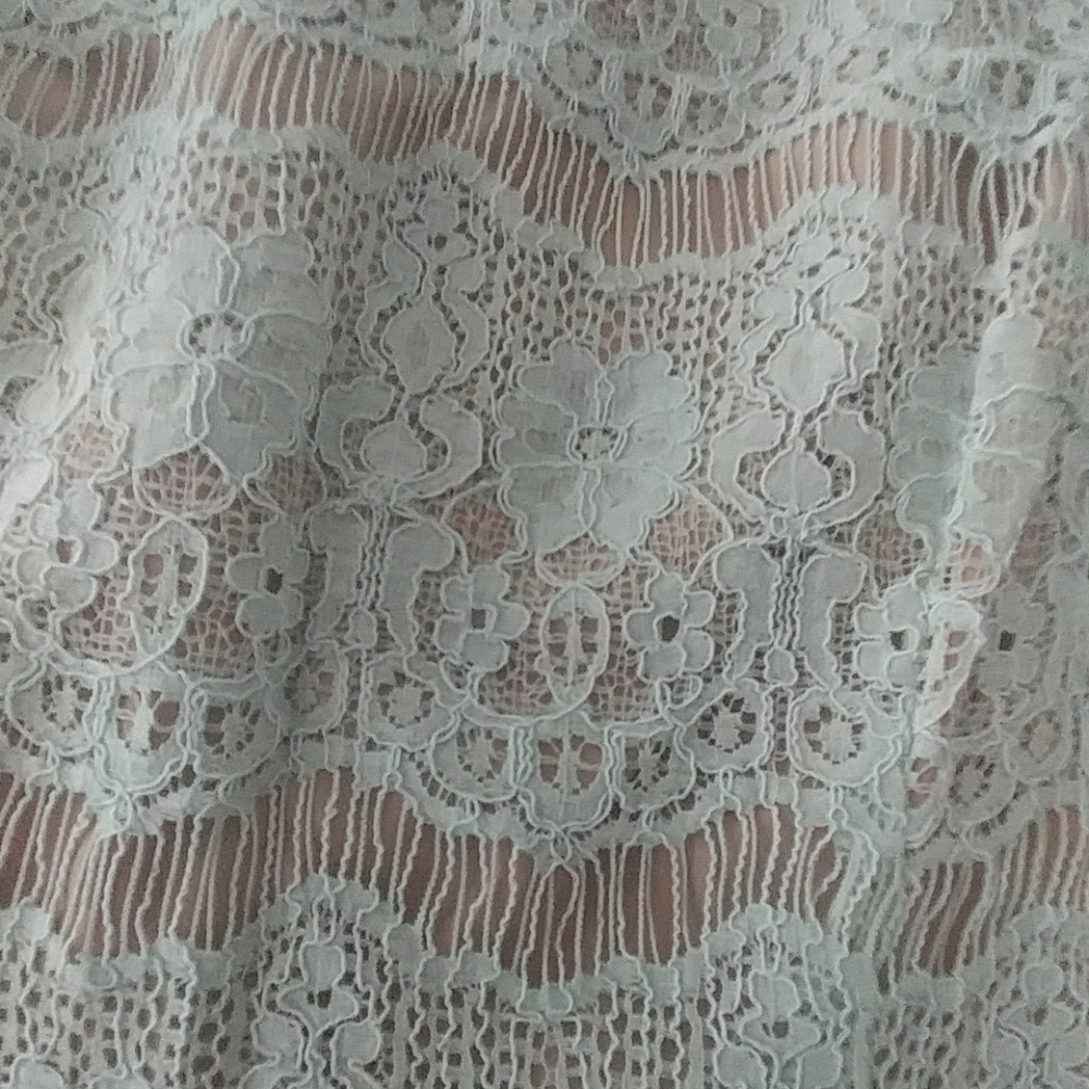 Maeve v-back mint eyelash lace peplum top EUC - Picture 2 of 4