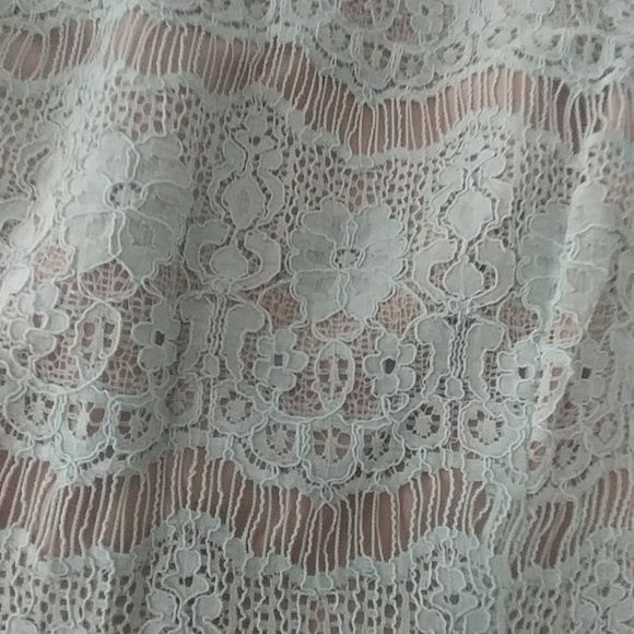Maeve v-back mint eyelash lace peplum top EUC - Picture 2 of 4