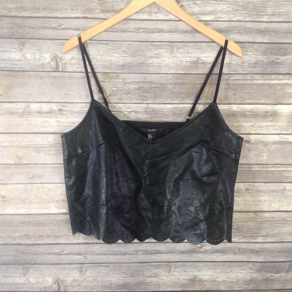 Forever 21 Faux Leather Laser cut Crop Top