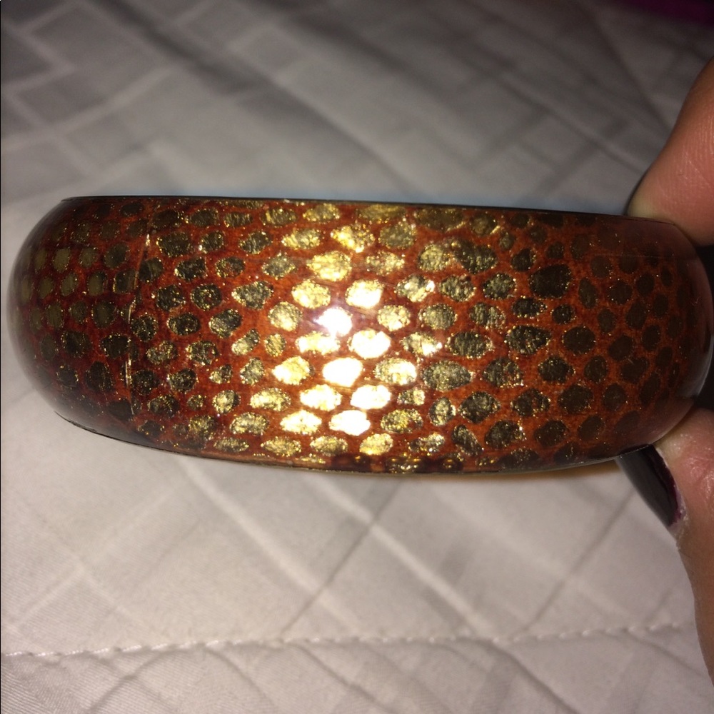 Red Bracelet with gold color foil pattern