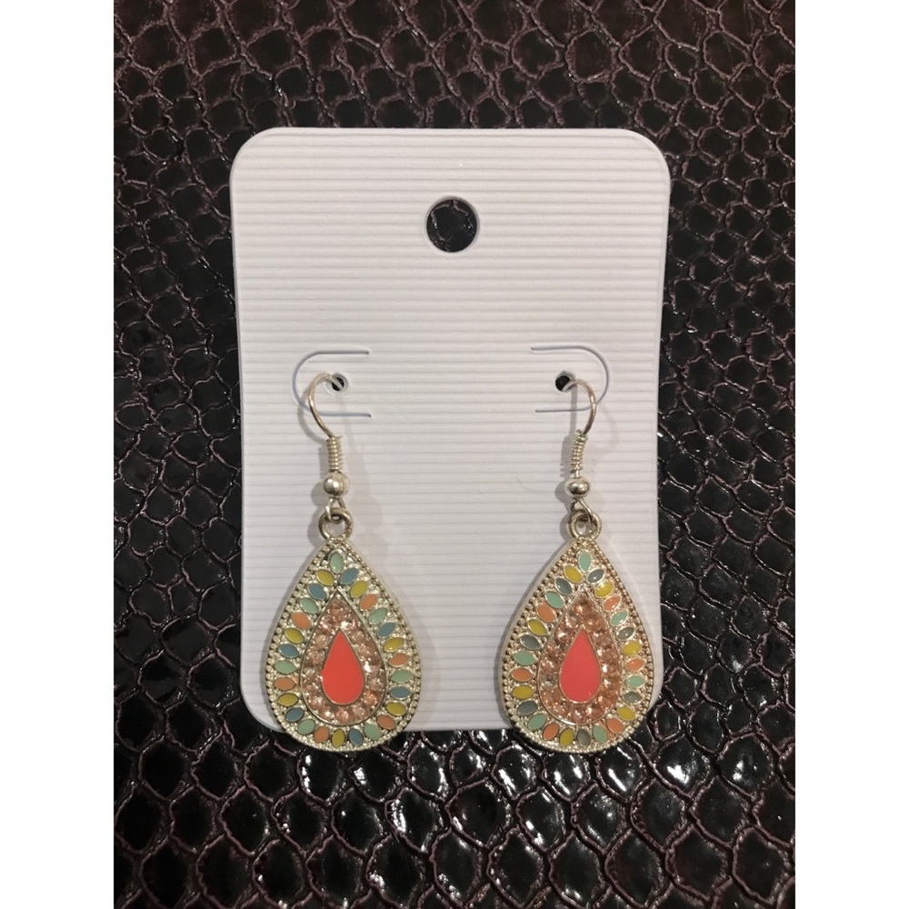 Coral Accent Tear Drop Earings