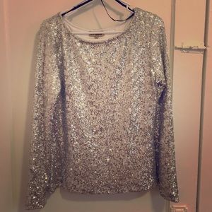 Holiday Silver Sequence Party Top