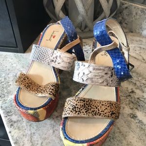 Multi colored platform wedges