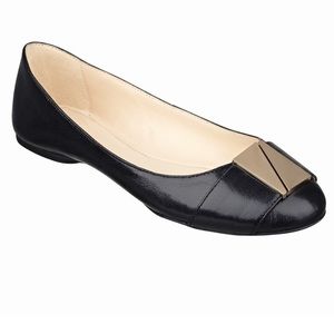 Nine West  black flats with gold
