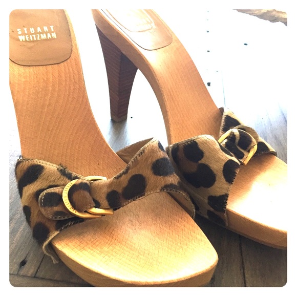 Stuart Weitzman Shoes - Stuart Weitzman leopard calf hair slip on heels