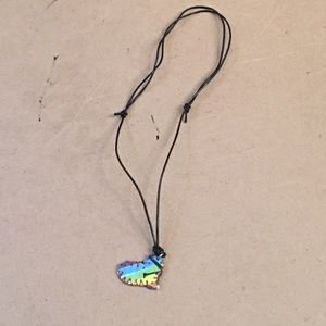 Adjustable pleather necklace with heart charm