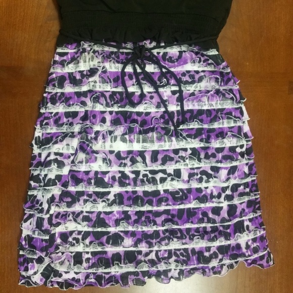 Purple and black girls dress with ruffled layers - Picture 3 of 3