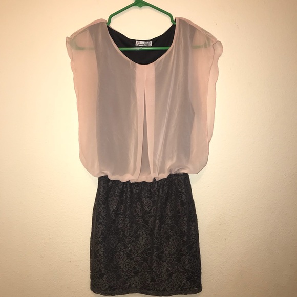 Fancy Light Pink and Grey Dress - Picture 3 of 3