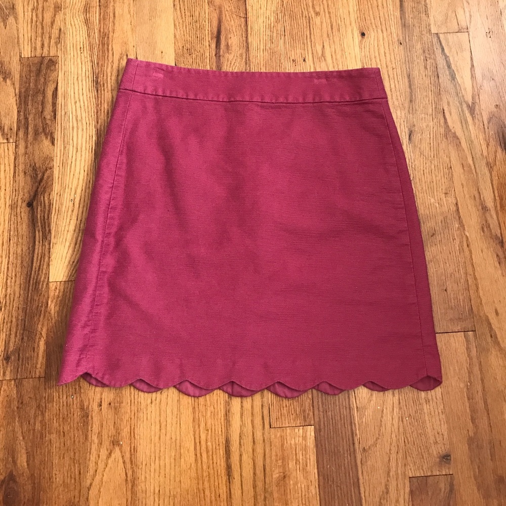 Loft Magenta Scalloped Pencil Skirt