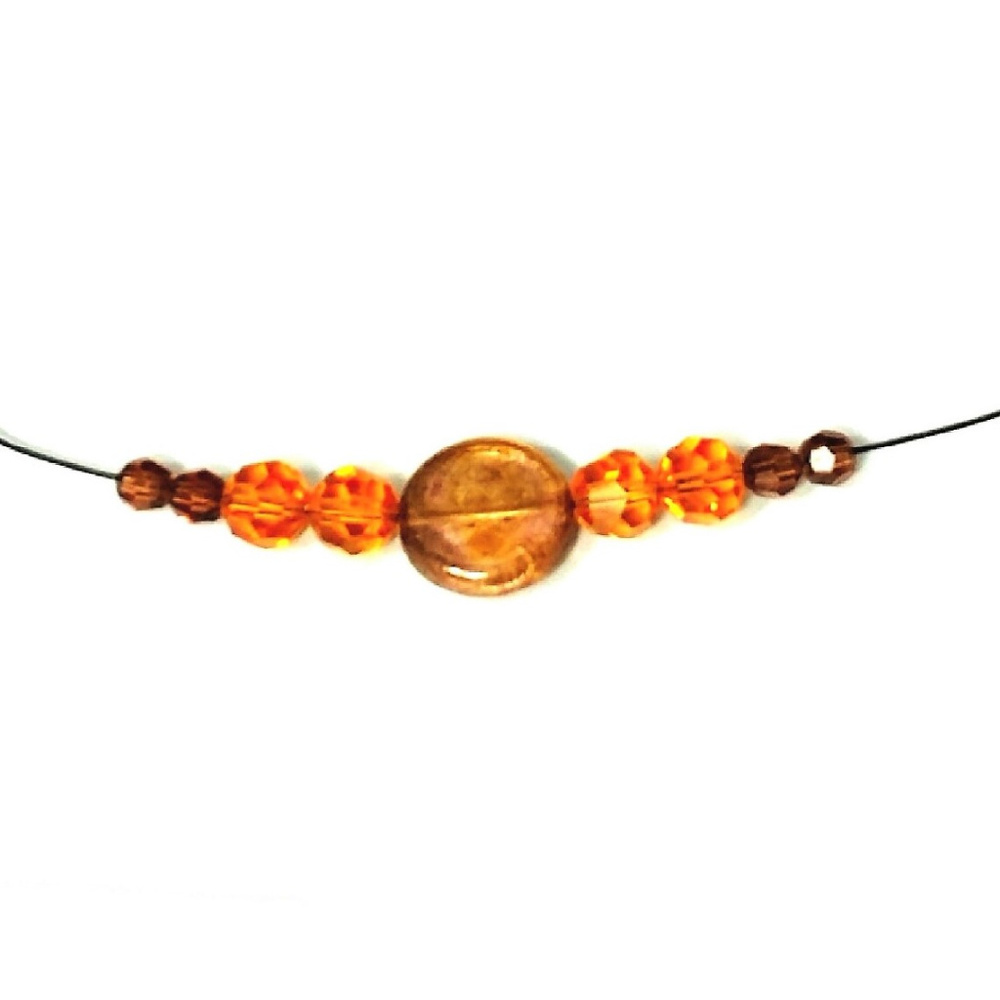 Dainty (yet sturdy!) amber & brown choker 14.5"
