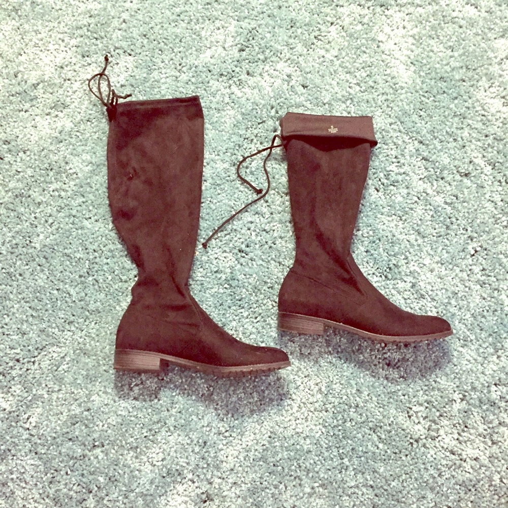Black Suede Knee Boots-8