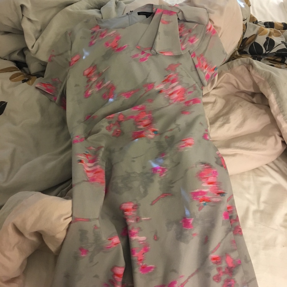 Banana republic midi watercolor gray dress