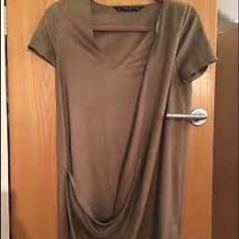 Zara draped olive suede dress