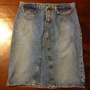 Knee length jean skirt