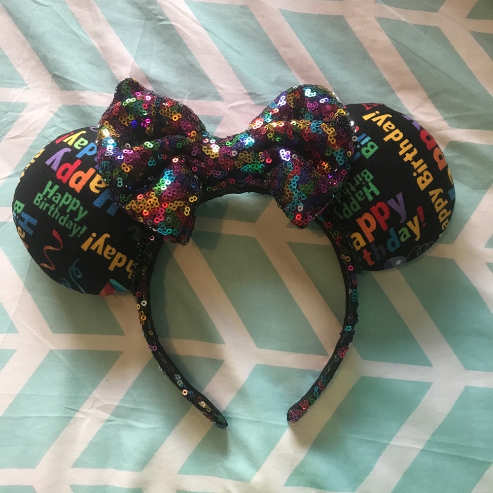 Custom made Minnie Mouse ears "Happy Birthday"