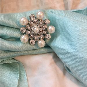 Pearl and stone star snowflake brooch
